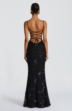 Women's sweetheart-neck floral wedding guest dress