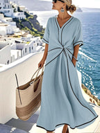 Women's twist-front v-neck maxi summer dress