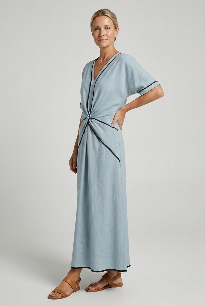 Women's twist-front v-neck maxi summer dress