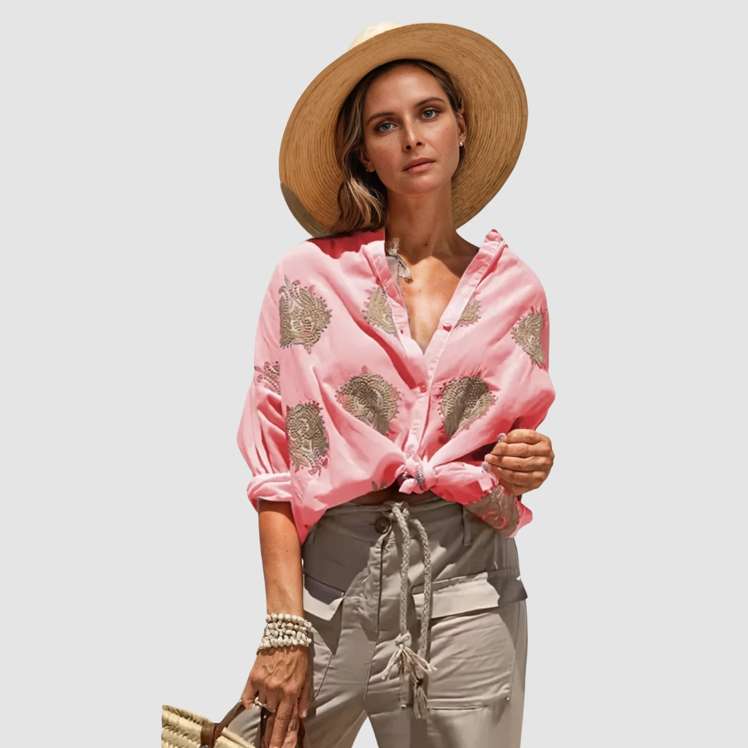 Women's v-neck embroidered summer blouse