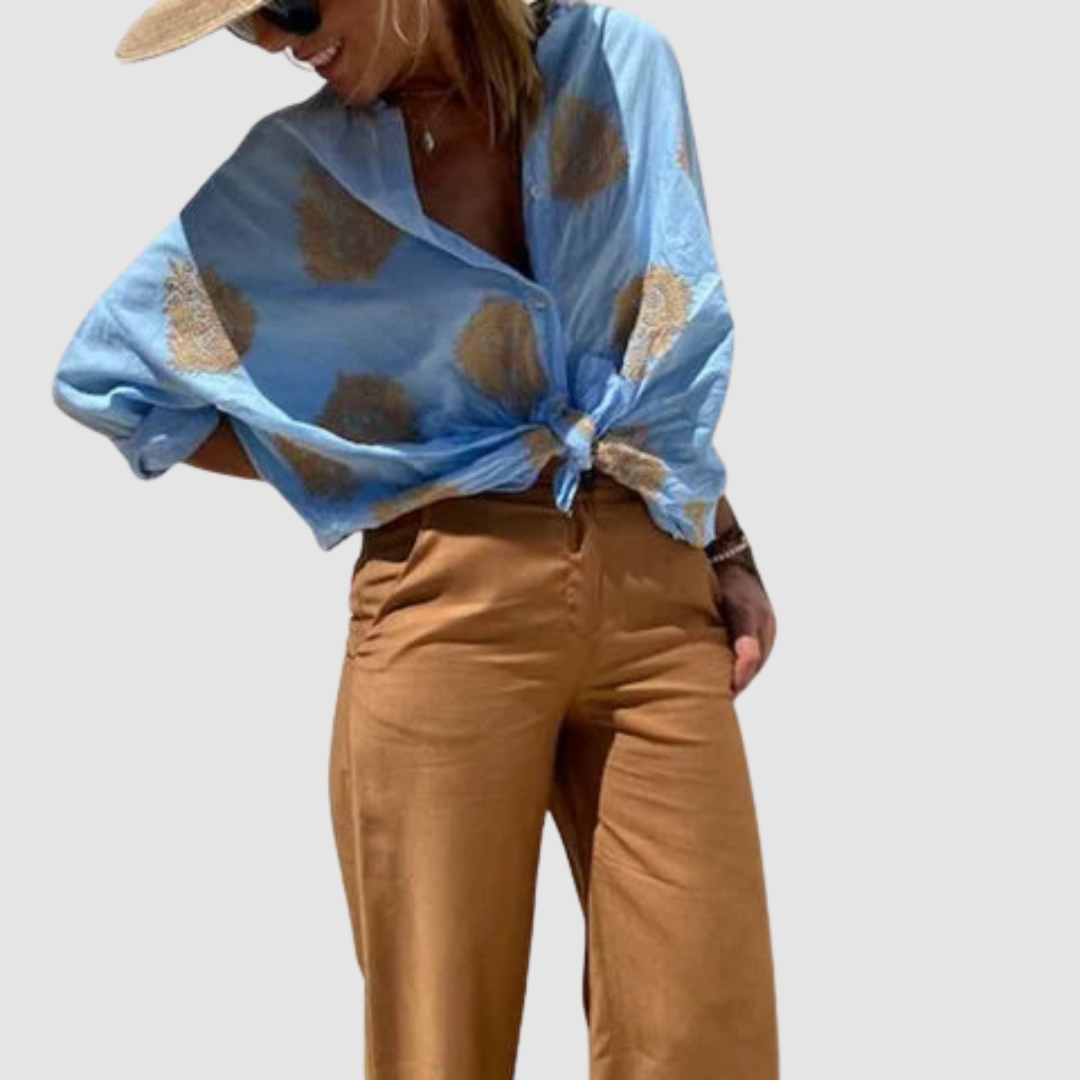 Women's v-neck embroidered summer blouse