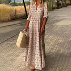 Women's v-neck printed maxi summer dress