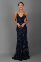 Women's v-neck sequin wedding guest dress