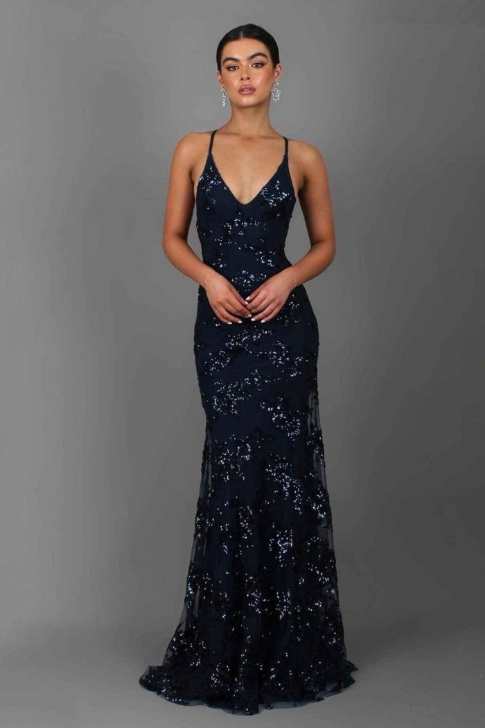 Women's v-neck sequin wedding guest dress