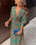 Women's v-neck midi cocktail dress