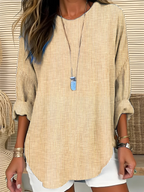 Women's vertical stripe round neck summer blouse