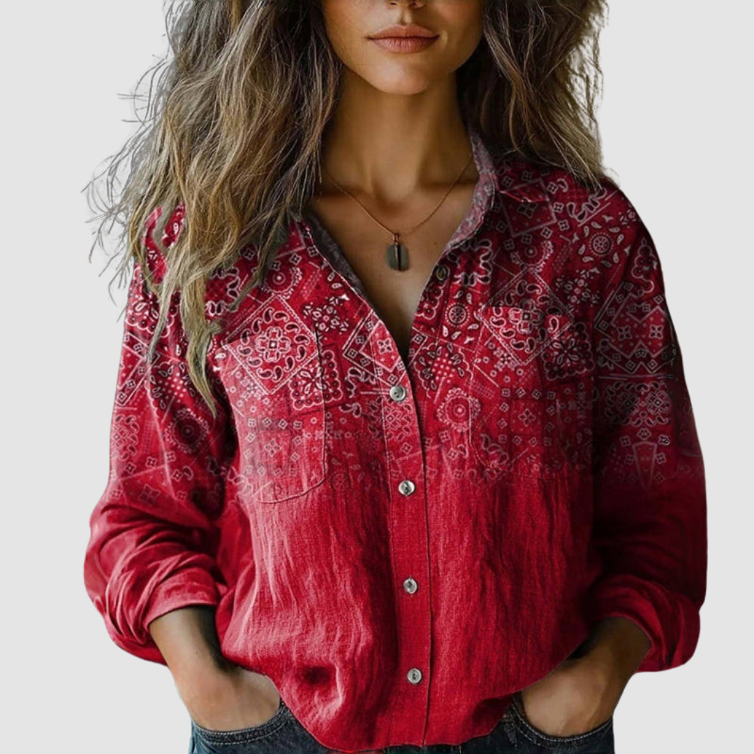 Women's vintage print blouse