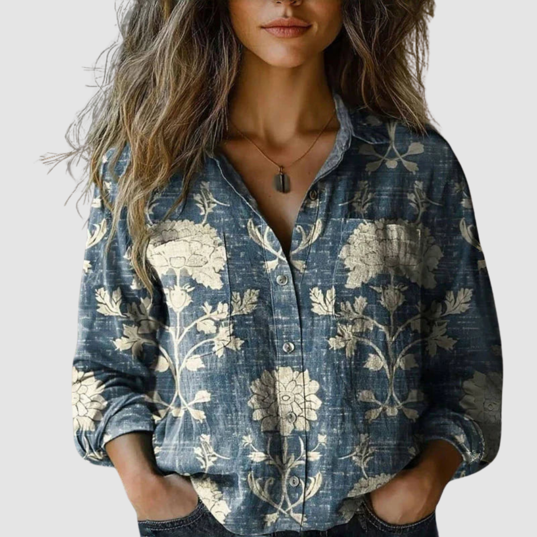 Women's vintage print blouse
