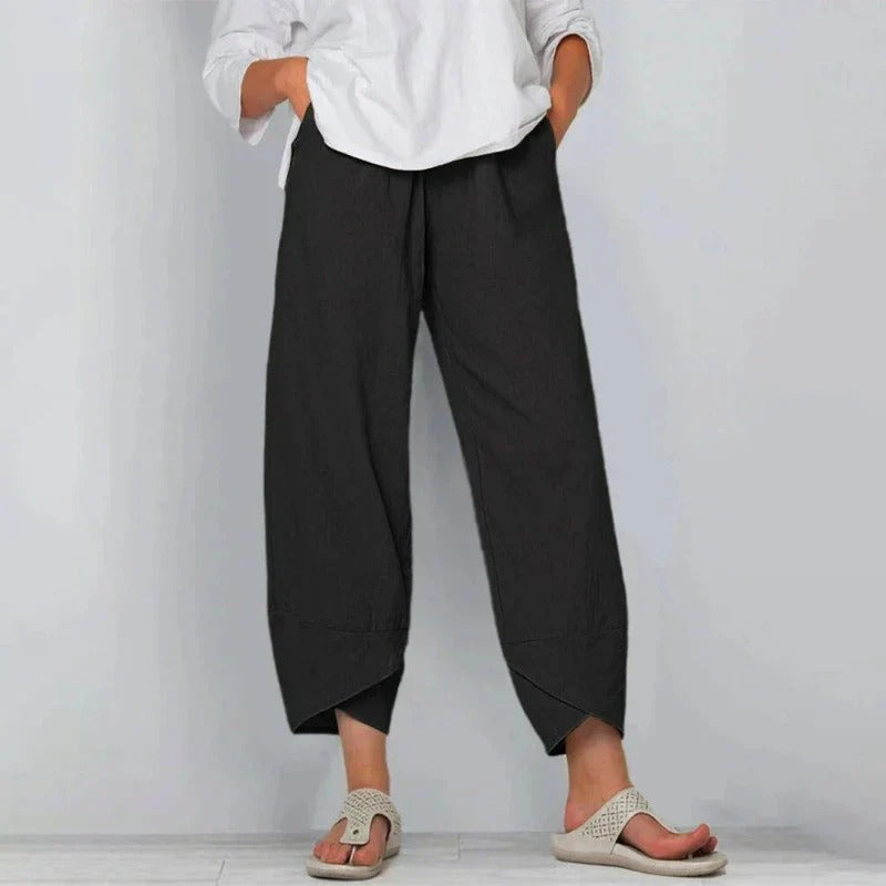 Women's wide-leg cropped summer trousers