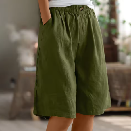 Women's wide-leg elasticated summer shorts