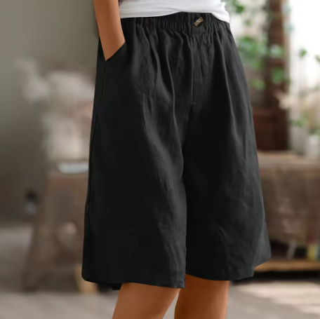 Women's wide-leg elasticated summer shorts