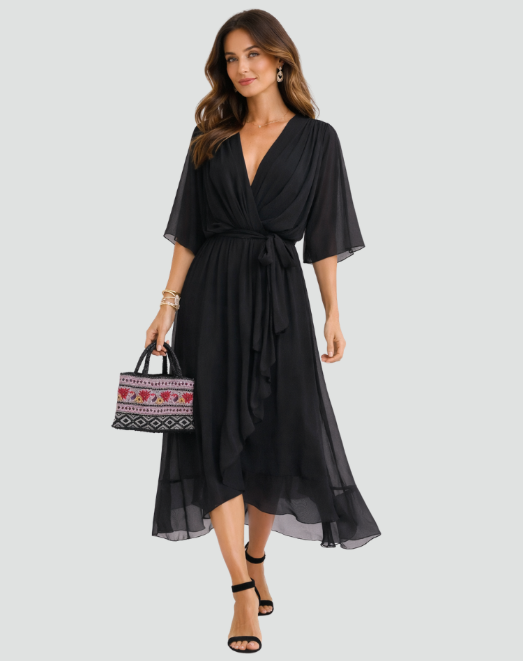 Women's formal wrap midi dress