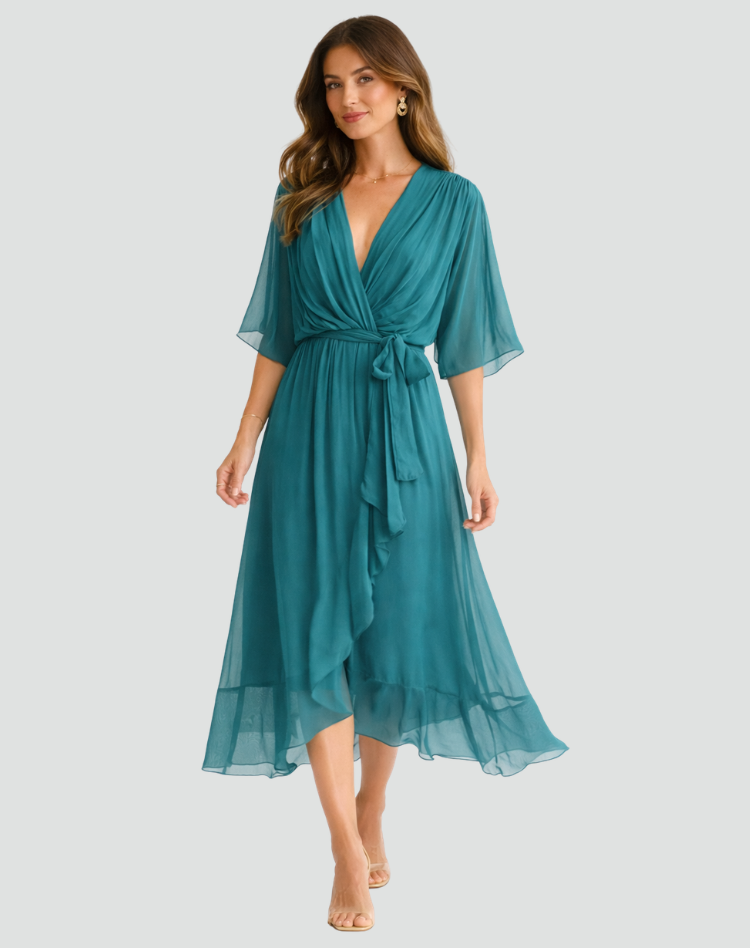 Women's formal wrap midi dress
