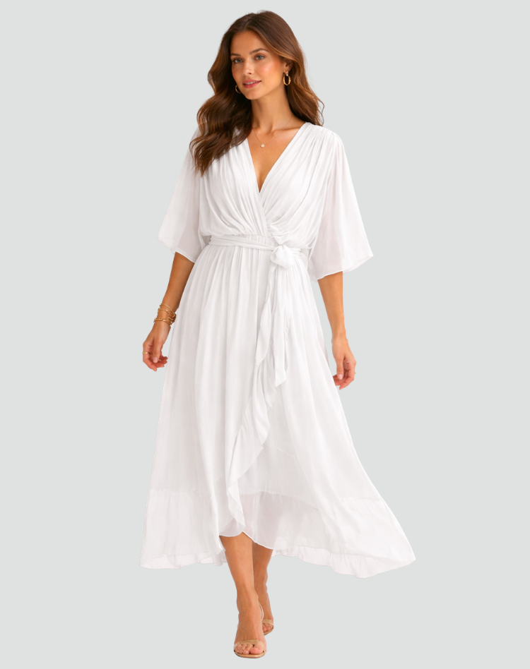 Women's formal wrap midi dress