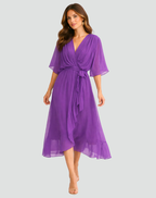 Women's formal wrap midi dress