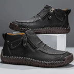 Men's zip-front ankle boots with rubber sole