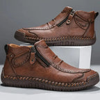 Men's zip-front ankle boots with rubber sole