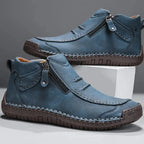 Men's zip-front ankle boots with rubber sole